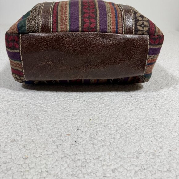 Fossil Shoulder Bag Purse Striped Canvas Leather Buckle Shoulder Strap Y2K - Picture 7 of 8